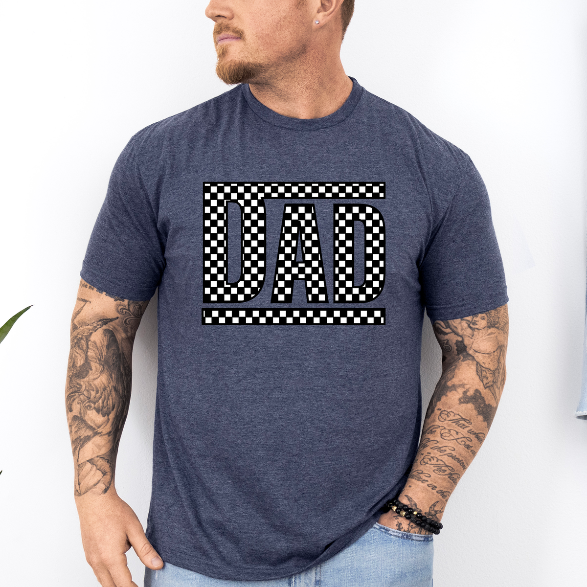 Dad Retro Checkered Vintage Pattern For Fathers Day Edition Casual Style Graphic Tee