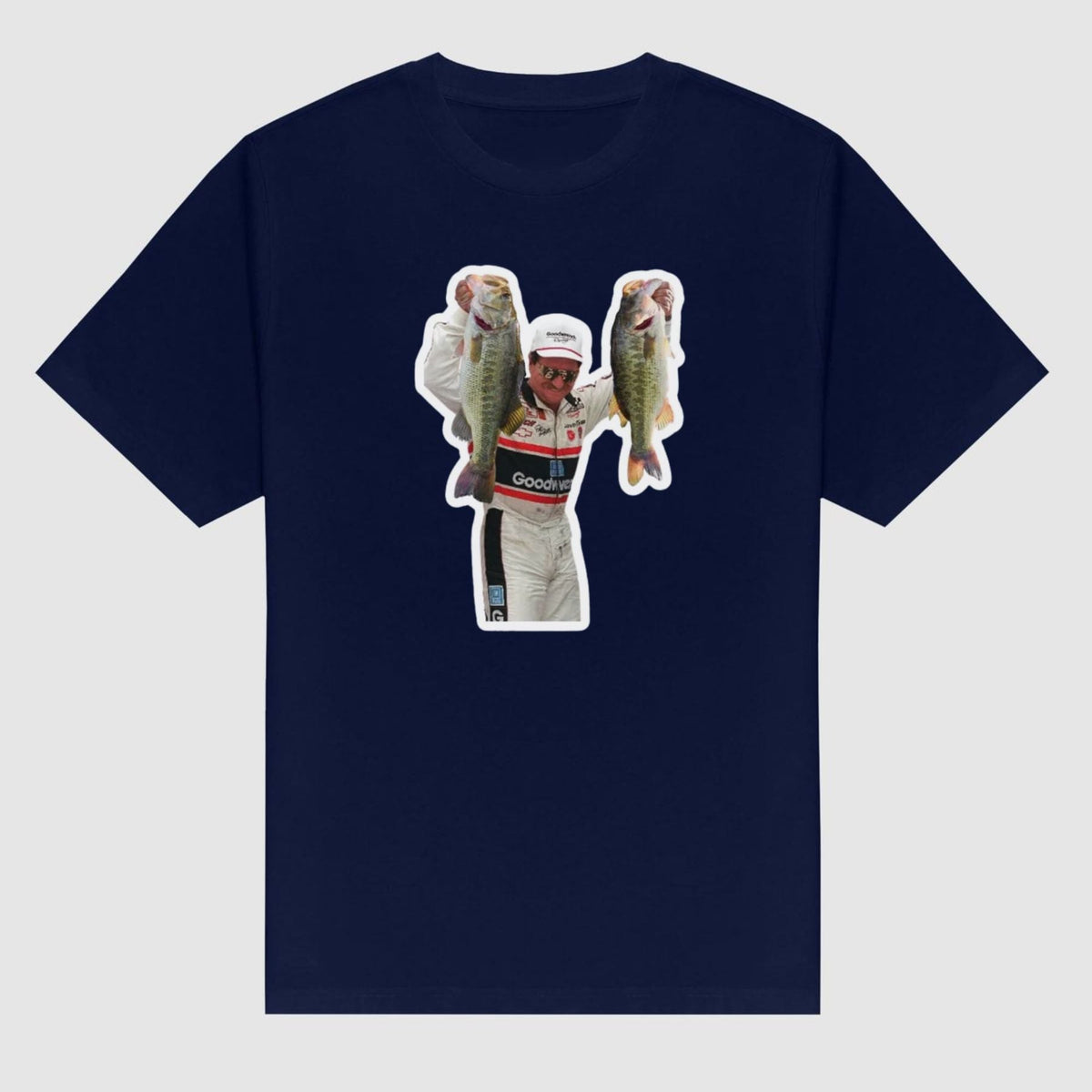 Dale Earnhardt Fishing Graphic Tee - Bass Angler & NASCAR Legend Shirt, Vintage Racing Apparel