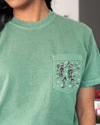 Dancing Skeletons Pocket Presents Snow Christmas Santa Winter Xmas Comfort Colors Tee