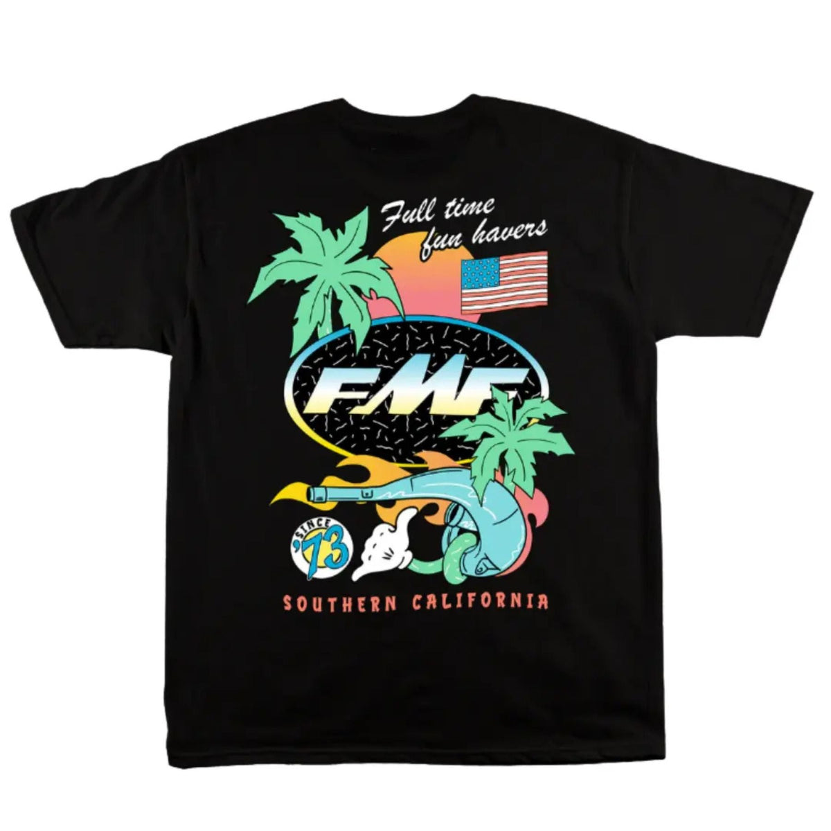 Day Glo FMF Racing 2-Sided Tee - Fluorescent Graphic Shirt, Biker & Truck Fan Apparel