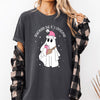 Dead Inside But It's Christmas Ghost Bougie Santa Xmas Graphic Quote Comfort Colors Tee