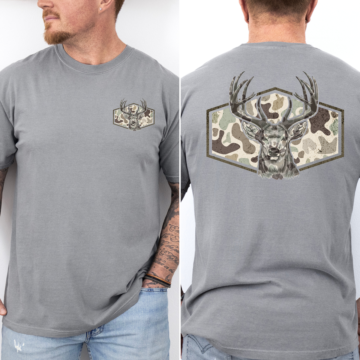Dad's Camouflage Deer Hunting Outdoorsman Old School Style Trail Boss Comfort Colors Tee
