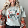 Deer Folk Art Scandinavian Winter Christmas Holiday Cozy Rustic Comfort Colors Tee