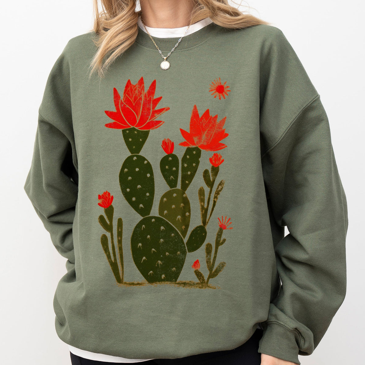 Desert Cactus Succulent Country Western Plants Nature Inspired Artwork Collection Sweatshirt