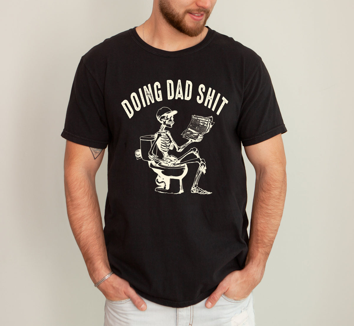 Doing Dad Shit Skeleton Toilet Humorous Father's Day Halloween Comfort Colors Tee