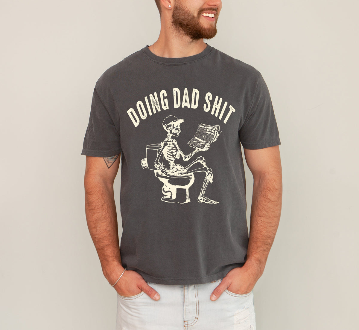 Doing Dad Shit Skeleton Toilet Humorous Father's Day Halloween Comfort Colors Tee