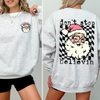 Don't Stop Believin Santa Christmas Checkered Vintage Front And Back Print Sweatshirt