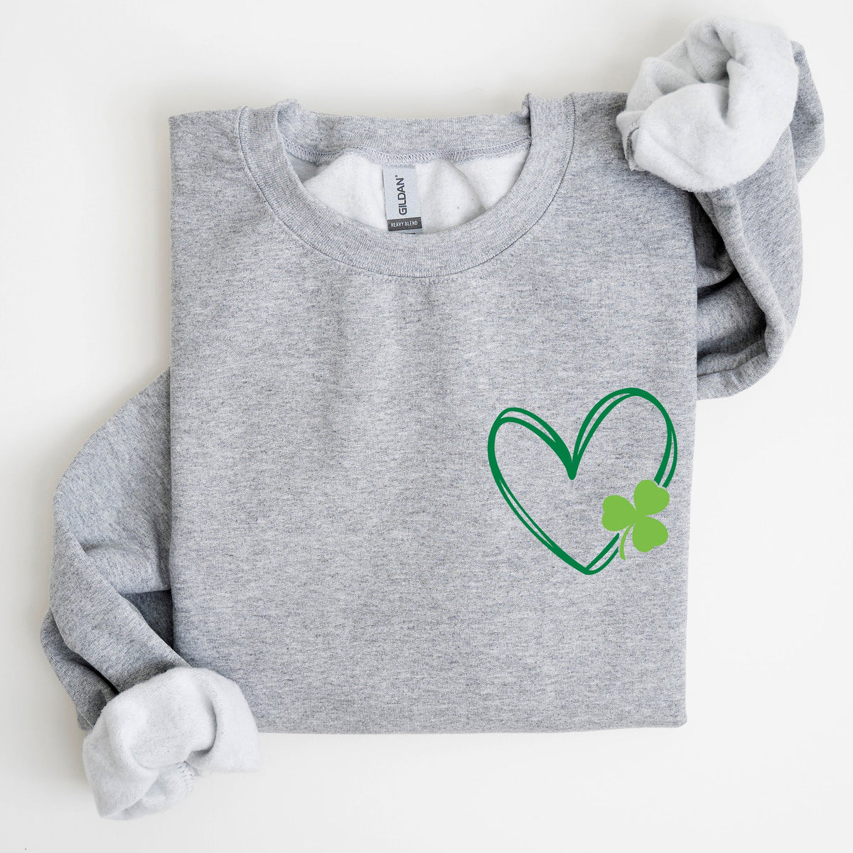 Double Heart With Shamrock Irish Love Symbol For St Patrick's Day Festive Graphic Emblem Sweatshirt