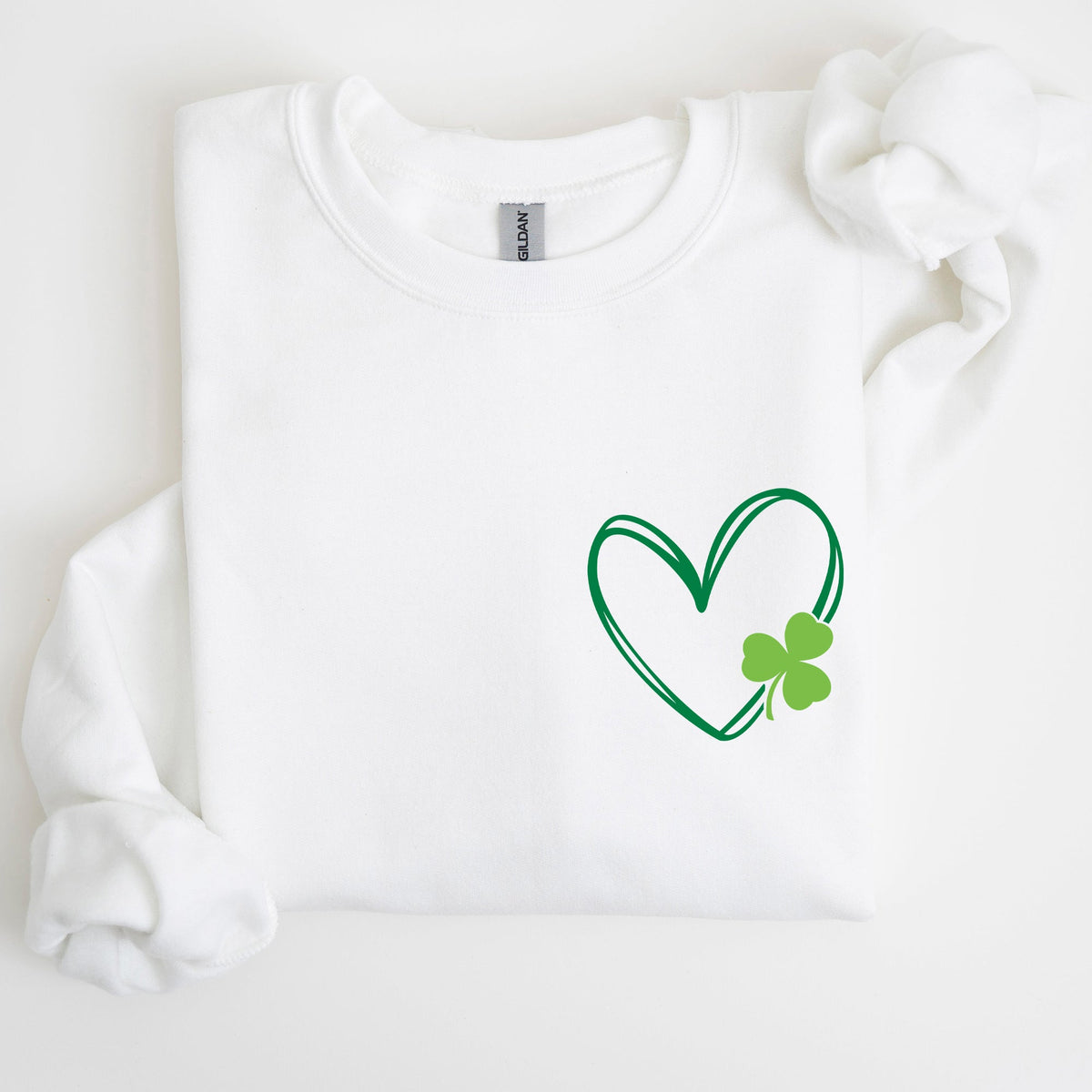 Double Heart With Shamrock Irish Love Symbol For St Patrick's Day Festive Graphic Emblem Sweatshirt