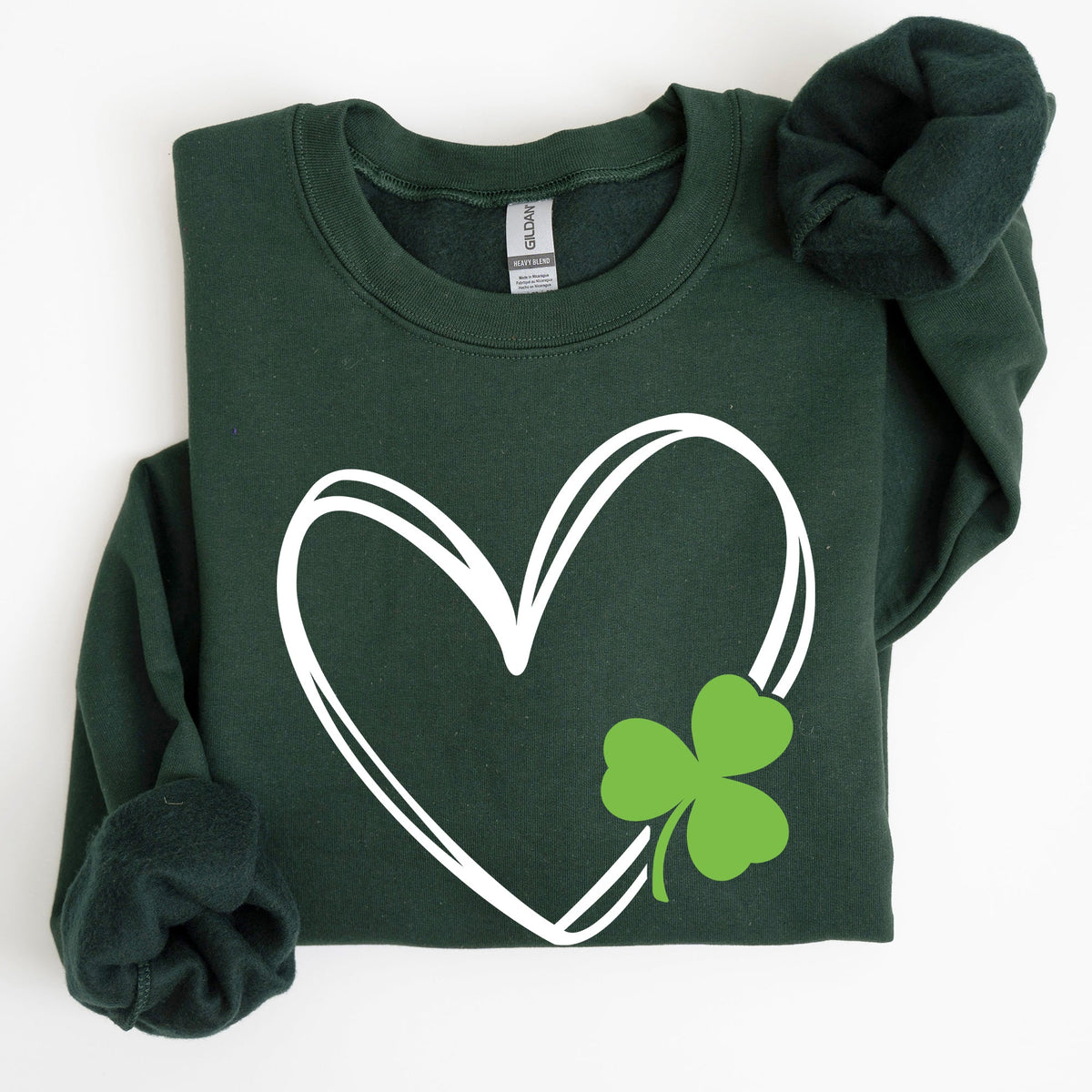 Double Heart And Shamrock St Patrick's Day Celebration Graphic Artwork Sweatshirt