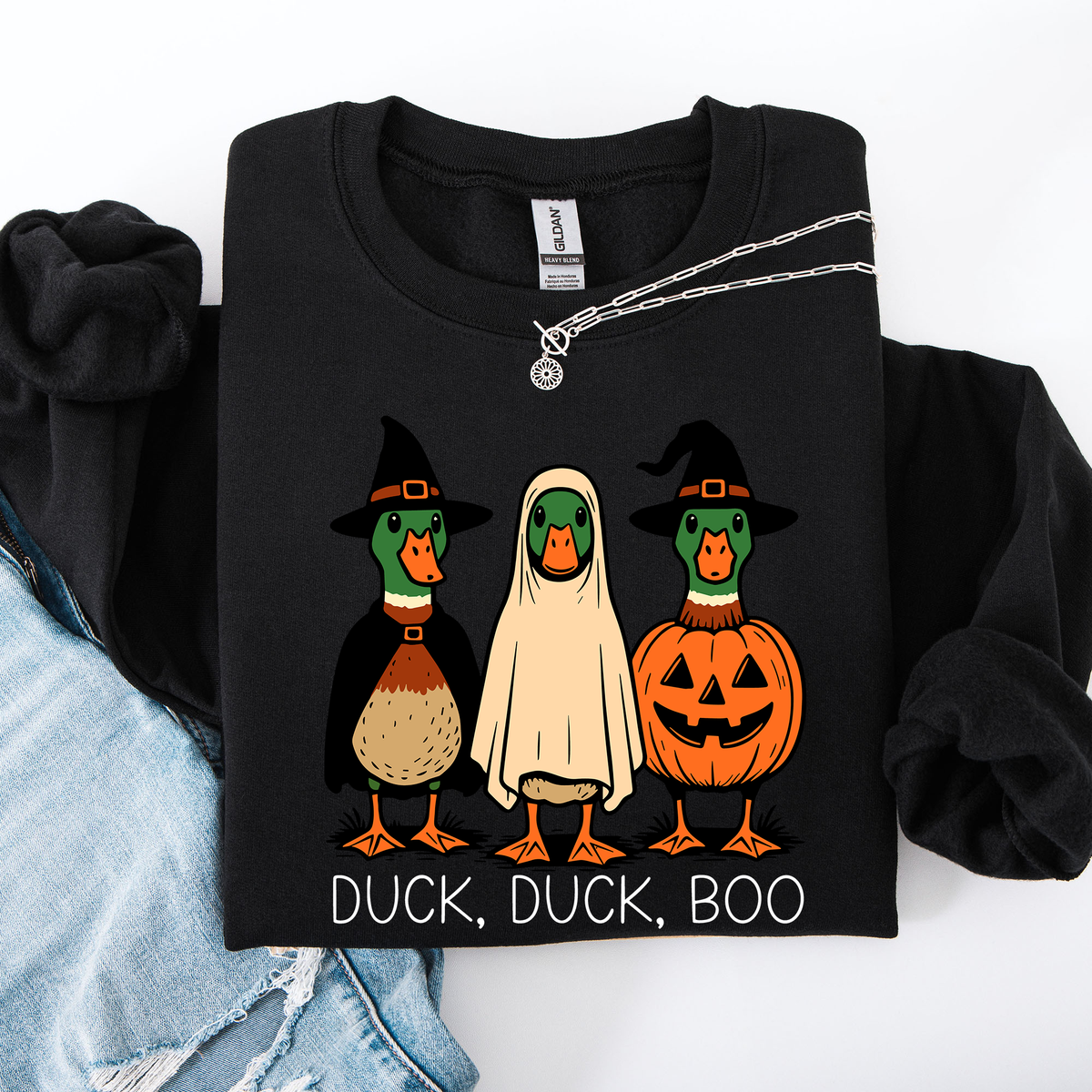 Duck Duck Boo Halloween Goose Ghost Witch Trick or Treat Spooky Season Sweatshirt