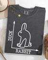 Duck Rabbit Meme Optical Illusion Limited Run Edition Graphic Design Comfort Colors Tee