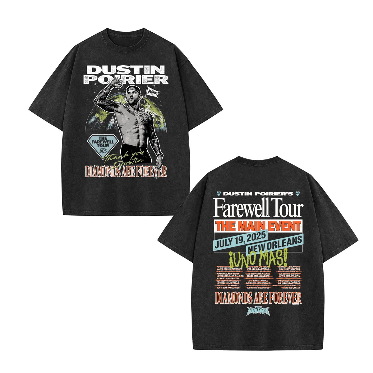 Dustin Poirier The Farewell Tour T-Shirt – Vintage Washed Cotton, UFC Tribute Tee