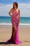 Nox Anabel E1531 Long Dress Fully Beaded Applique V-Neckline