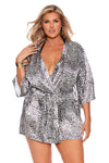 Plus Size Satin Cheetah Robe