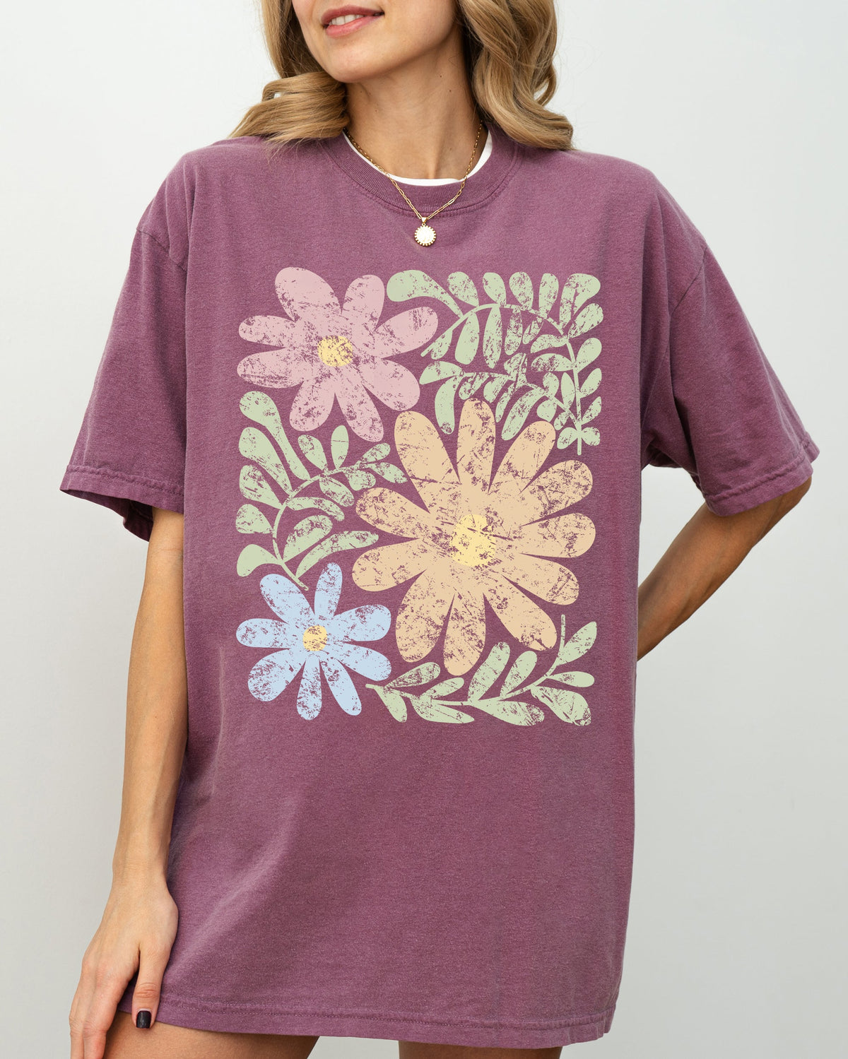 Earthy Gorgeous Abstract Flowers Boho Floral Design Summer Vibes Gardening Festival Nature Comfort Colors Tee