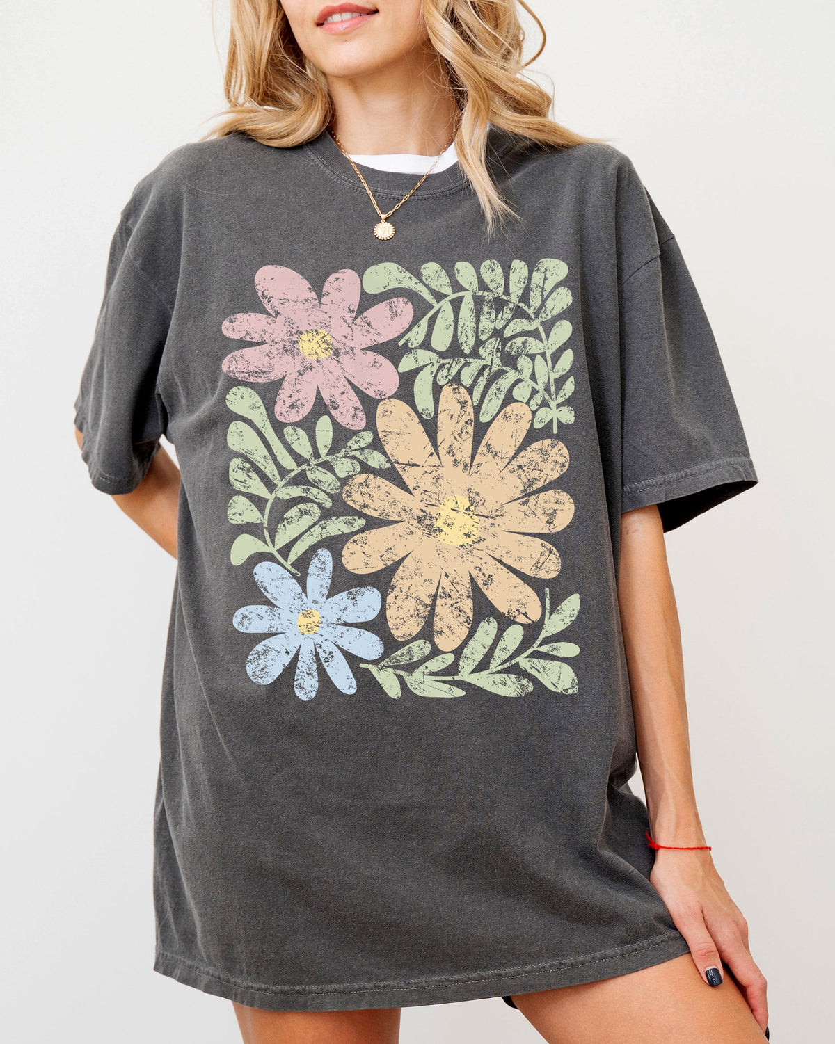 Earthy Gorgeous Abstract Flowers Boho Floral Design Summer Vibes Gardening Festival Nature Comfort Colors Tee