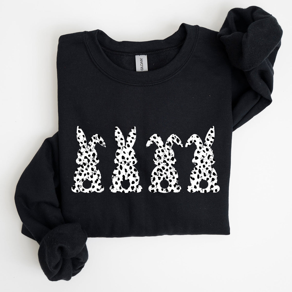 Easter Bunnies Polka Dot Dalmatian Print Festive Spring Fashion Pattern Cozy Sweatshirt