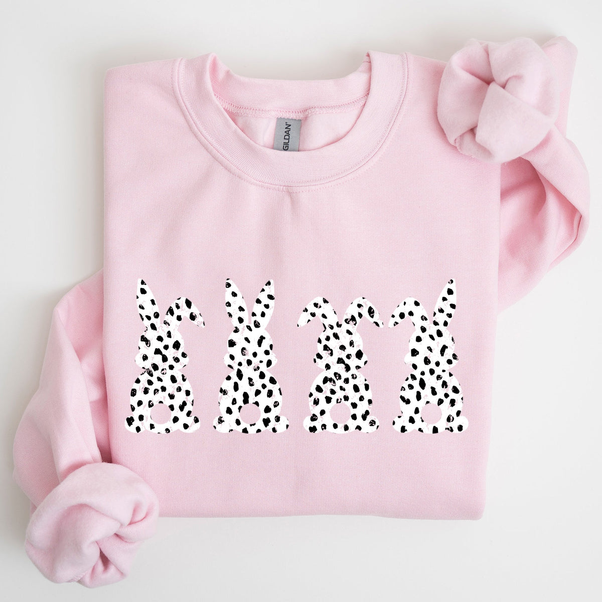 Easter Bunnies Polka Dot Dalmatian Print Festive Spring Fashion Pattern Cozy Sweatshirt
