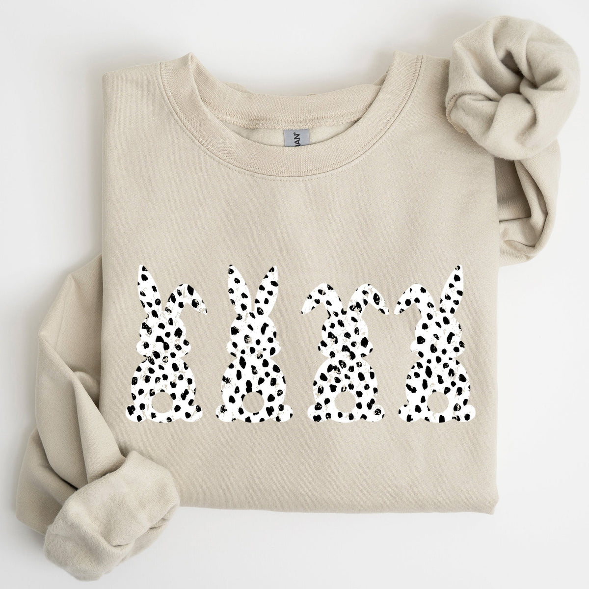 Easter Bunnies Polka Dot Dalmatian Print Festive Spring Fashion Pattern Cozy Sweatshirt