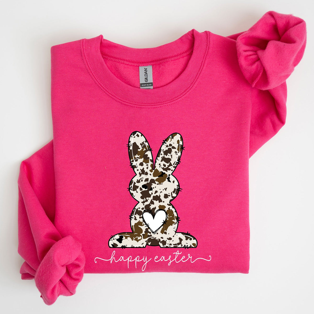 Easter Bunny Happy Easter Rabbit Cow Print Festive Spring Holiday Graphic Sweatshirt