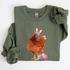 Easter Chicken And Rabbit Eggs Whimsical Colorful Holiday Seasonal Scene Sweatshirt