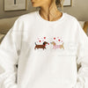 Embroidered Dachshund Valentine’s Day Sweatshirt: Cute Hearts Dog Crewneck