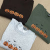 Embroidered Halloween Pumpkins & Bats Sweatshirt – Spooky Season Crewneck