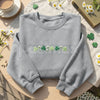 Embroidered Shamrock Meadow Crewneck – St. Patrick’s Day Lucky Four-Leaf Flower Sweatshirt