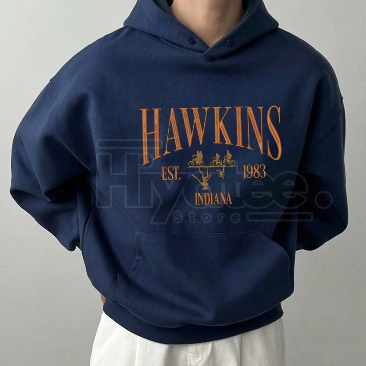 Embroidery Hawkins Indiana 1983 Hoodie – Stranger Things Movie Shirt, Vintage Est. 1983 100% Cotton Merch