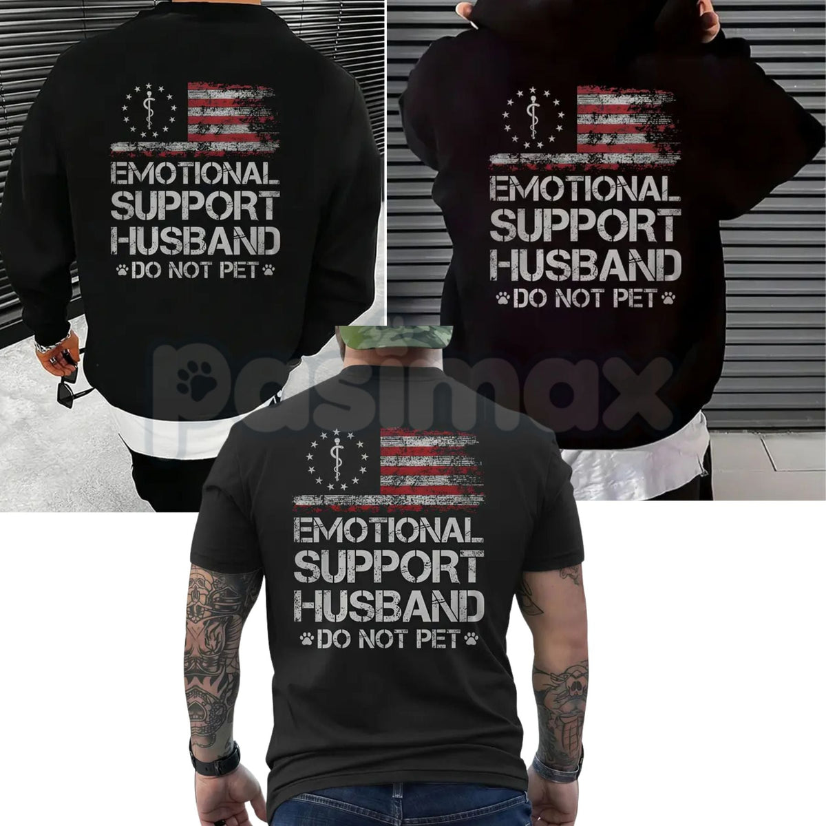 Emotional Support Husband – Funny Husband Graphic Hoodie, Sarcastic Marriage Sweatshirt & T-Shirt