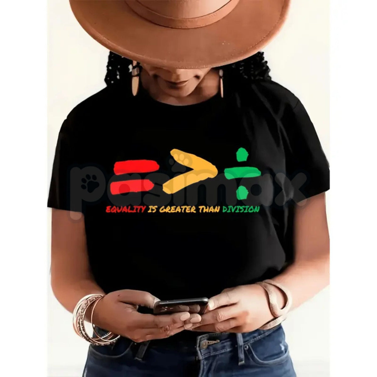 "Equality > Division" Graphic T-Shirt - Social Justice Math Symbol Tee, Unisex Human Rights Statement Shirt, Premium Heavyweight 100% Cotton Top, Minimalist Activist Streetwear, Unity & Equity Symbol Apparel
