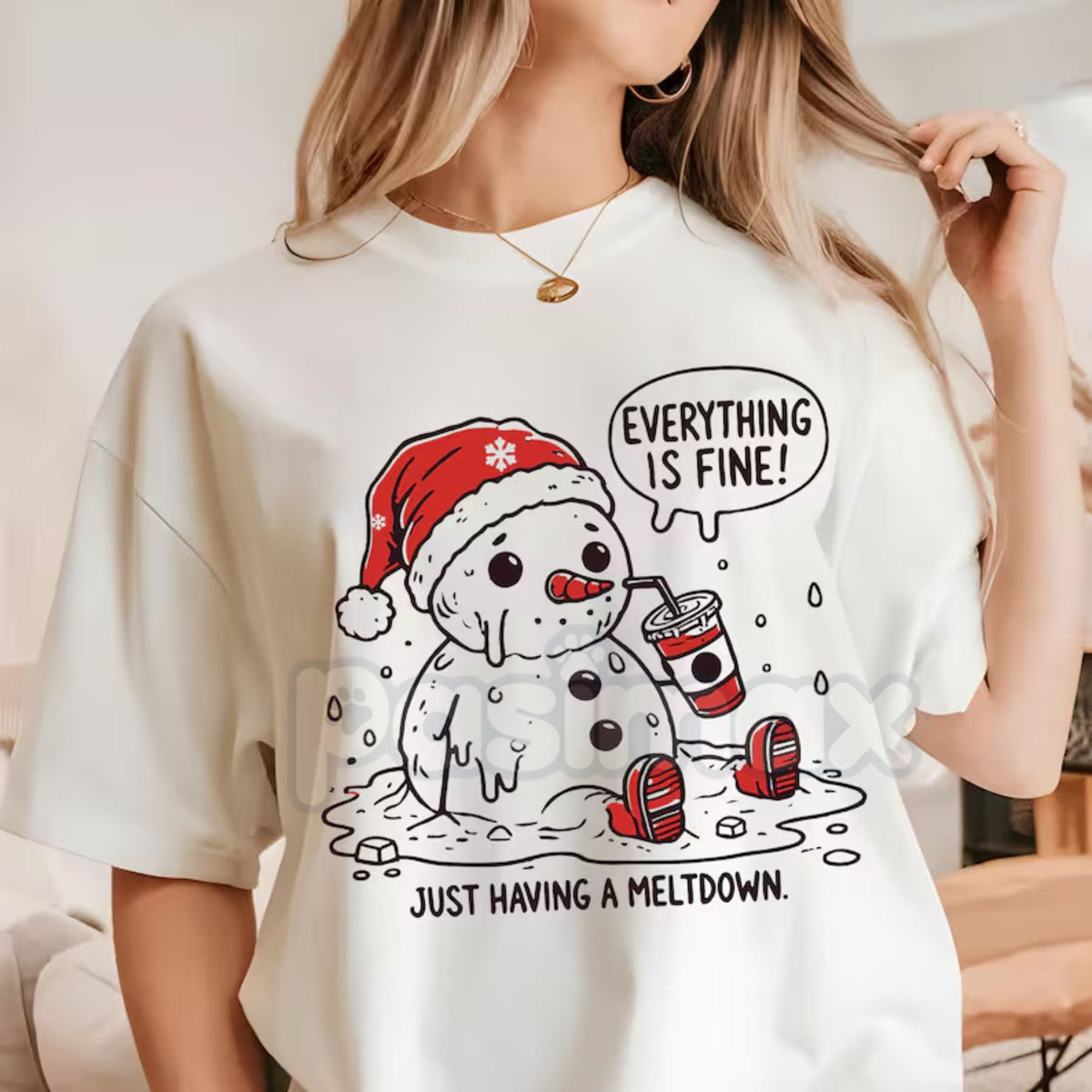 "Everything is Fine Just Having Meltdown" T-Shirt - Funny Relatable Slogan Tee, Dark Humor Stress Apparel, Ironic Statement Shirt