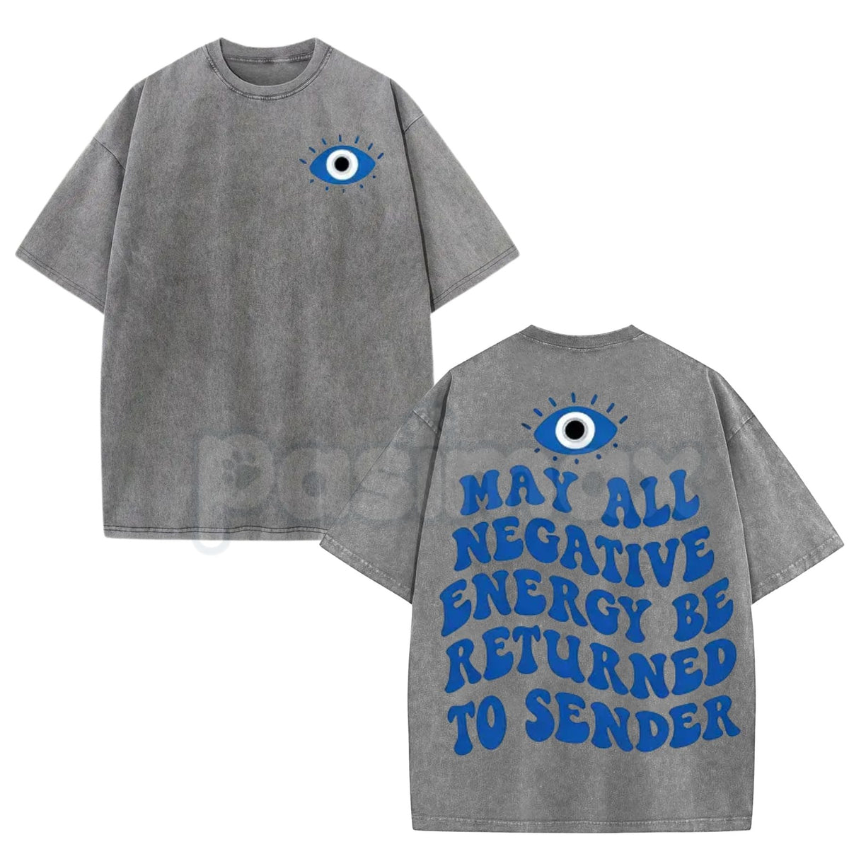 Evil Eye Energy Shield Washed T-Shirt – Mystic Protection Graphic Tee, Retro Aesthetic Oversized Talisman Top