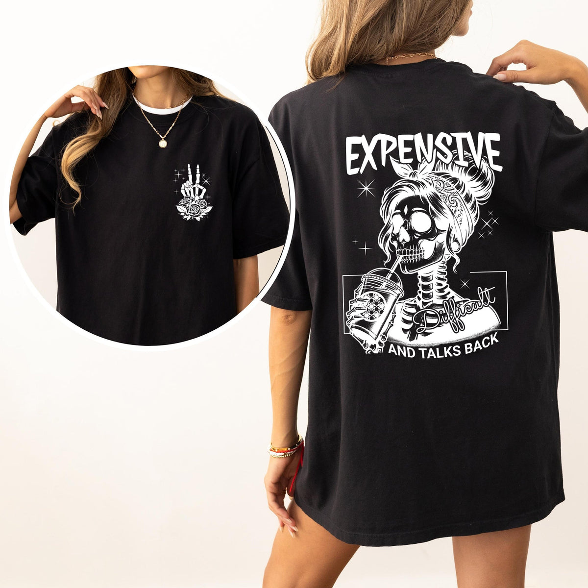 Expensive Difficult Talks Back Wild Woman Mom Mother Skeleton Retro Comfort Colors Tee
