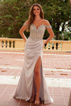 Nox Anabel F1572 Satin Sweetheart Sequin Applique Boned Waistline