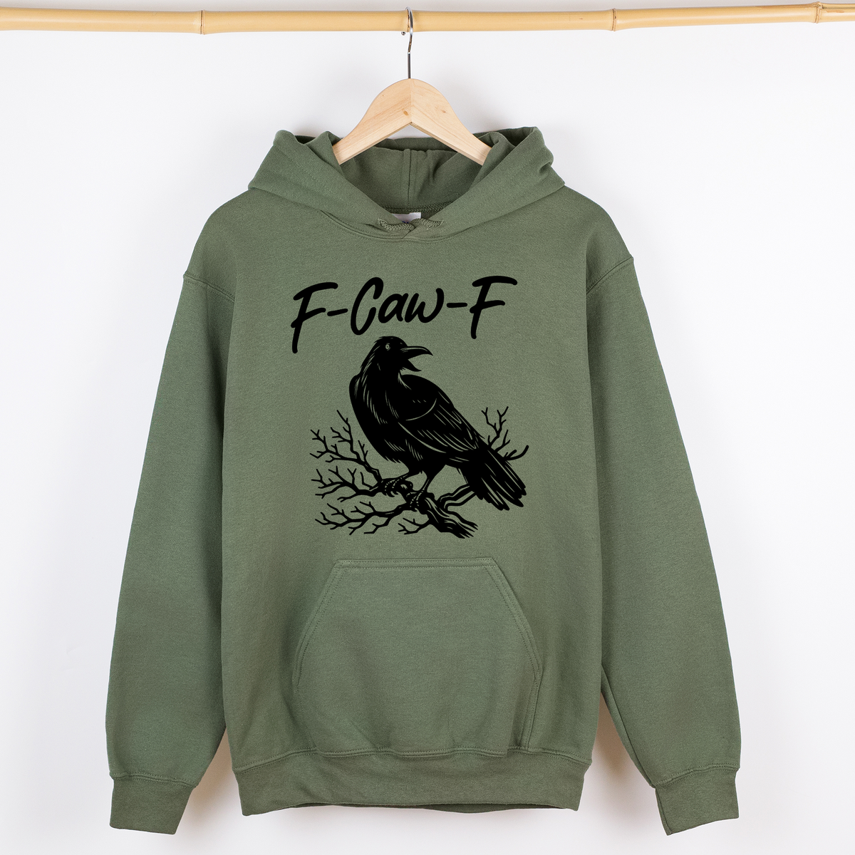 F Caw F Raven And Crow Gothic Halloween Witch Spooky Dark Midnight Velvet Nightfall Enchanted Graphic Hoodie