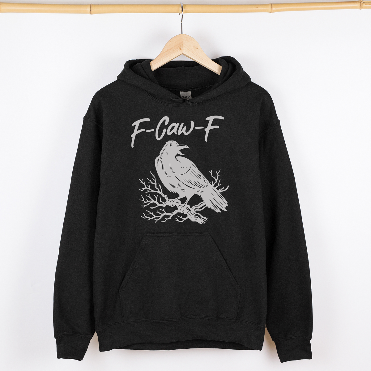 F Caw F Raven And Crow Gothic Halloween Witch Spooky Dark Midnight Velvet Nightfall Enchanted Graphic Hoodie