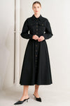 CHARMING DECISION WOVEN MIDI DRESS