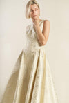 CHECK YOURSELF CHAMPAGNE WOVEN MIDI DRESS