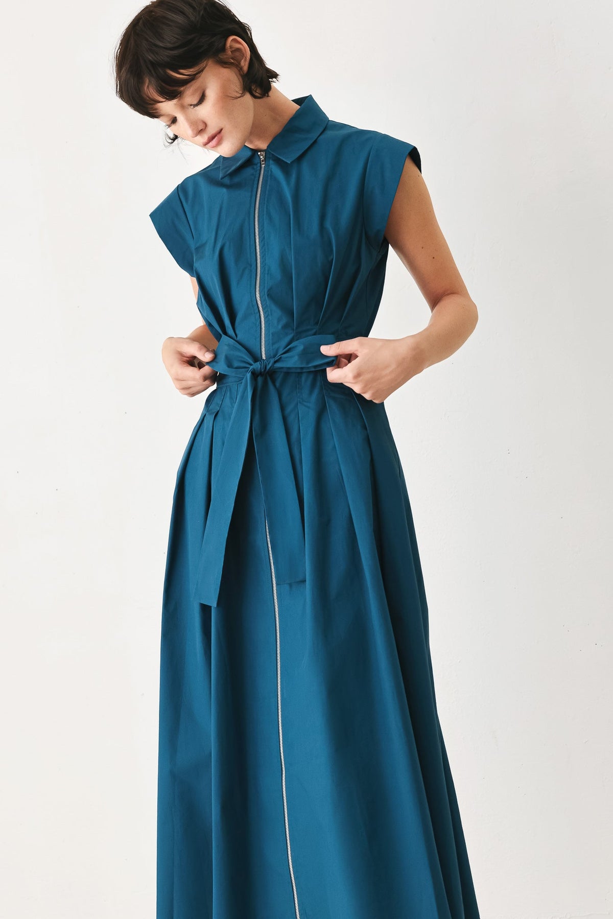 BLUE SERENITY WOVEN MIDI DRESS