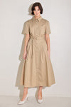 CINCHED COUTURE WOVEN MIDI DRESS