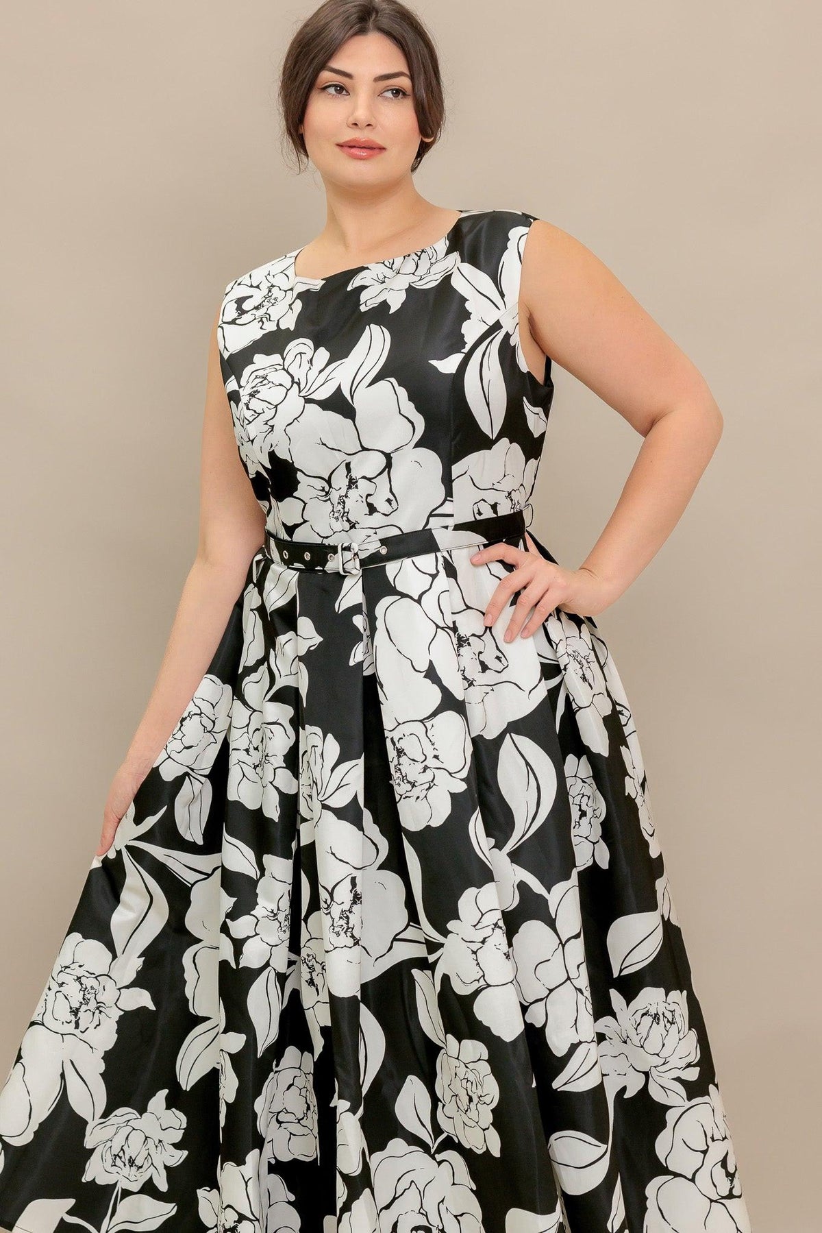 SILENT HEART BLACK WOVEN MIDI DRESS