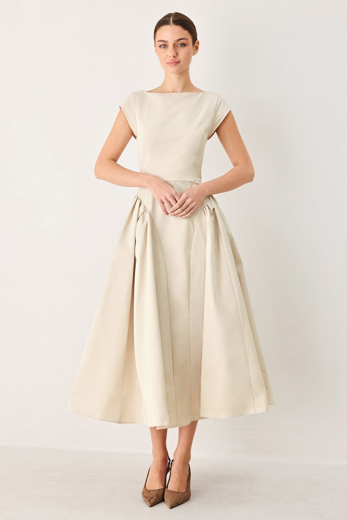 POLISHED OCCASION WOVEN MIDI DRESS