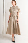 CLASSIC NEUTRAL WOVEN MIDI DRESS