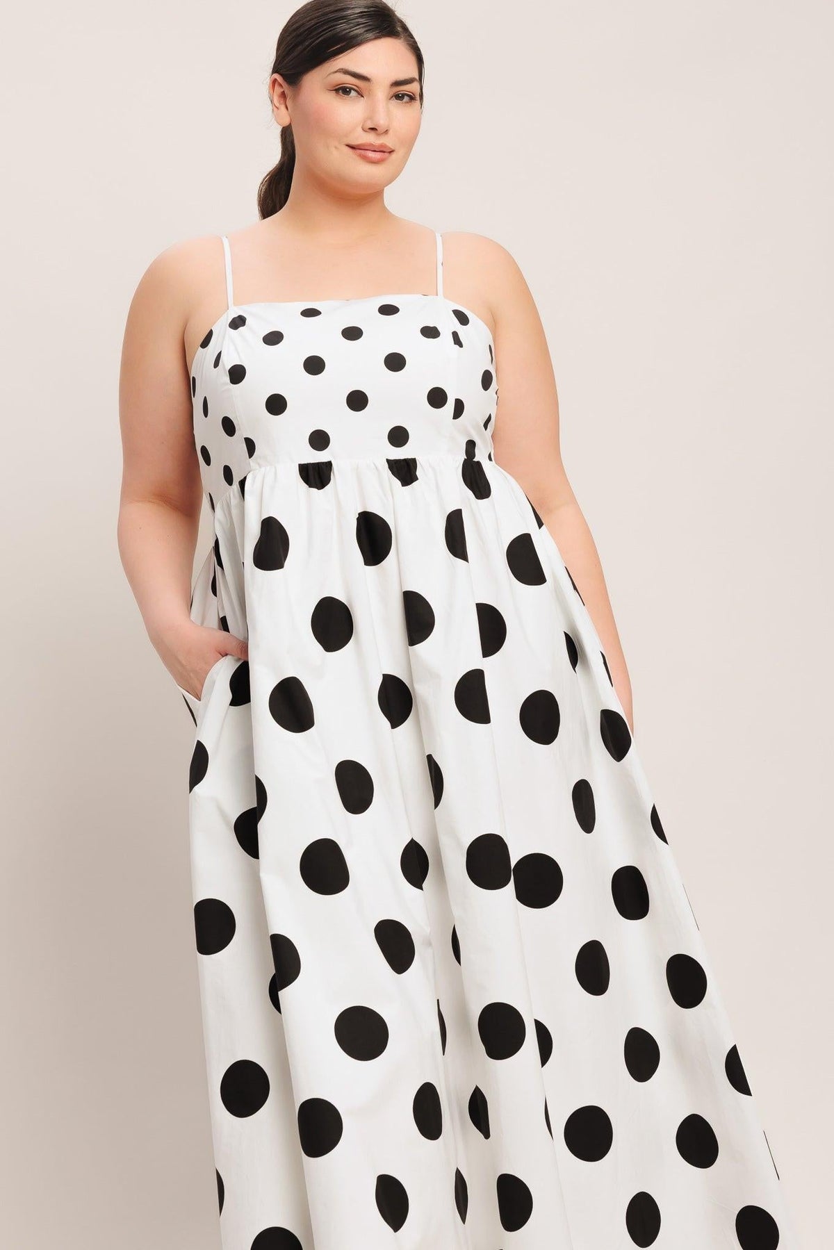 DOLCE VITA POLKA DOT WOVEN MIDI DRESS