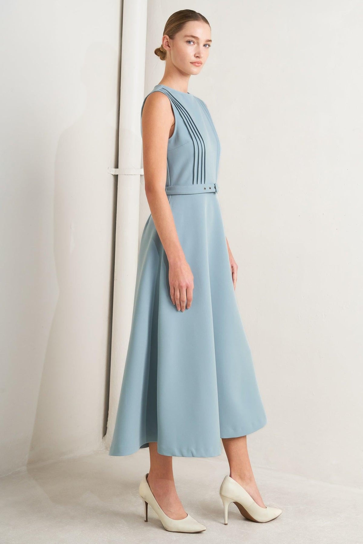 SOFT SPOKEN WOVEN MIDI DRESS