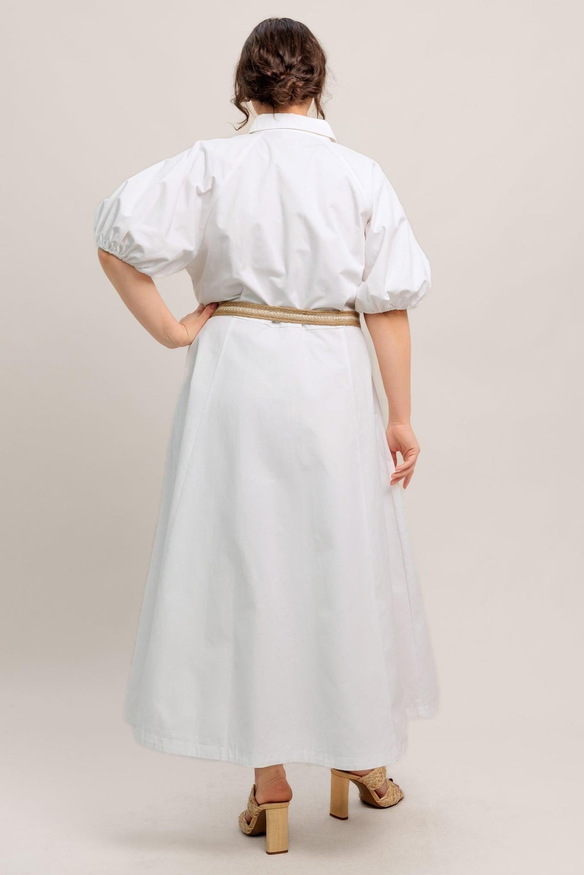 RELAXED TAILOR WOVEN MIDI DRESS