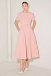 SPRING ICON PINK WOVEN MIDI DRESS