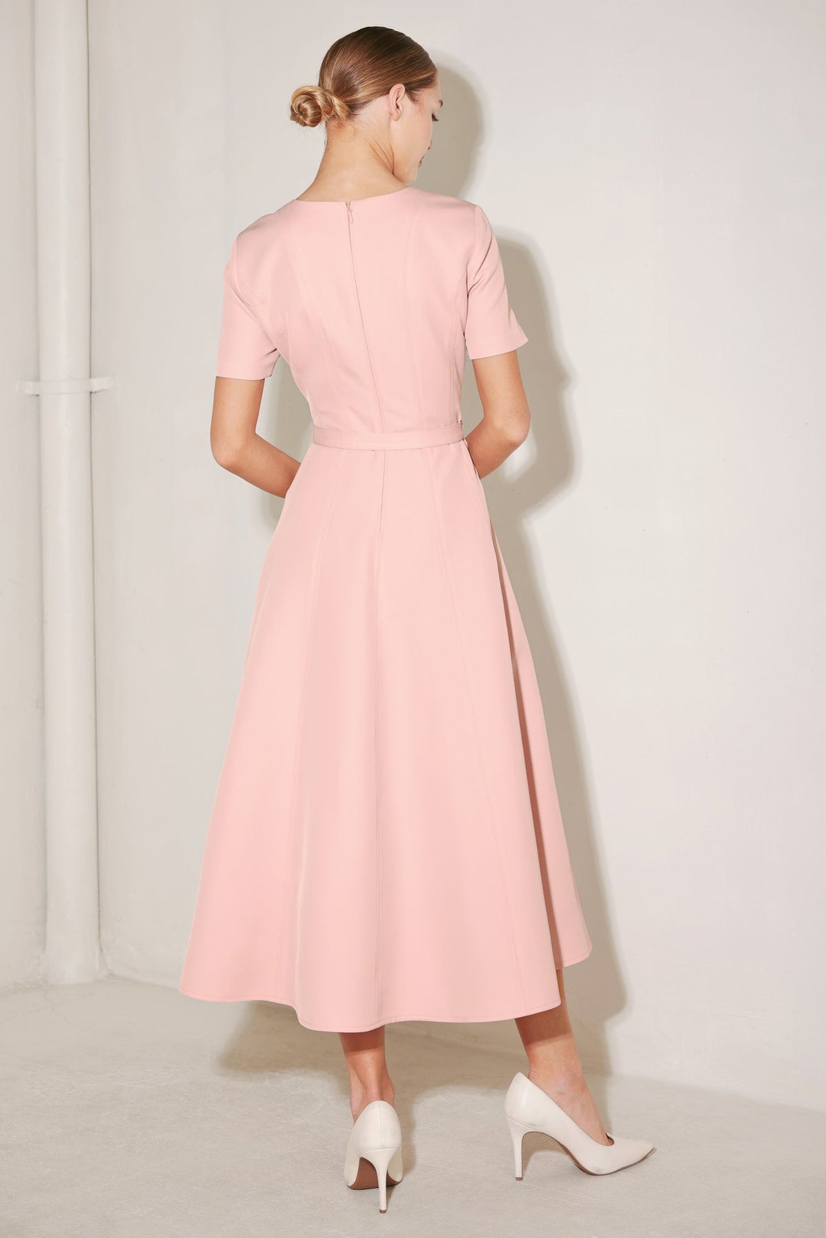 SPRING ICON PINK WOVEN MIDI DRESS